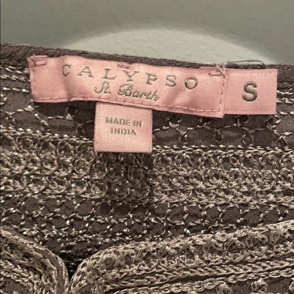 Calypso St. Barth silk tunic w/ silver embroidery - Picture 3 of 6